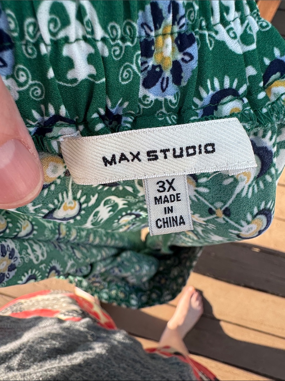 Max Studio Teal Floral Geometric Pull-On Wide Leg Cropped Pants size 3X - Picture 2 of 5